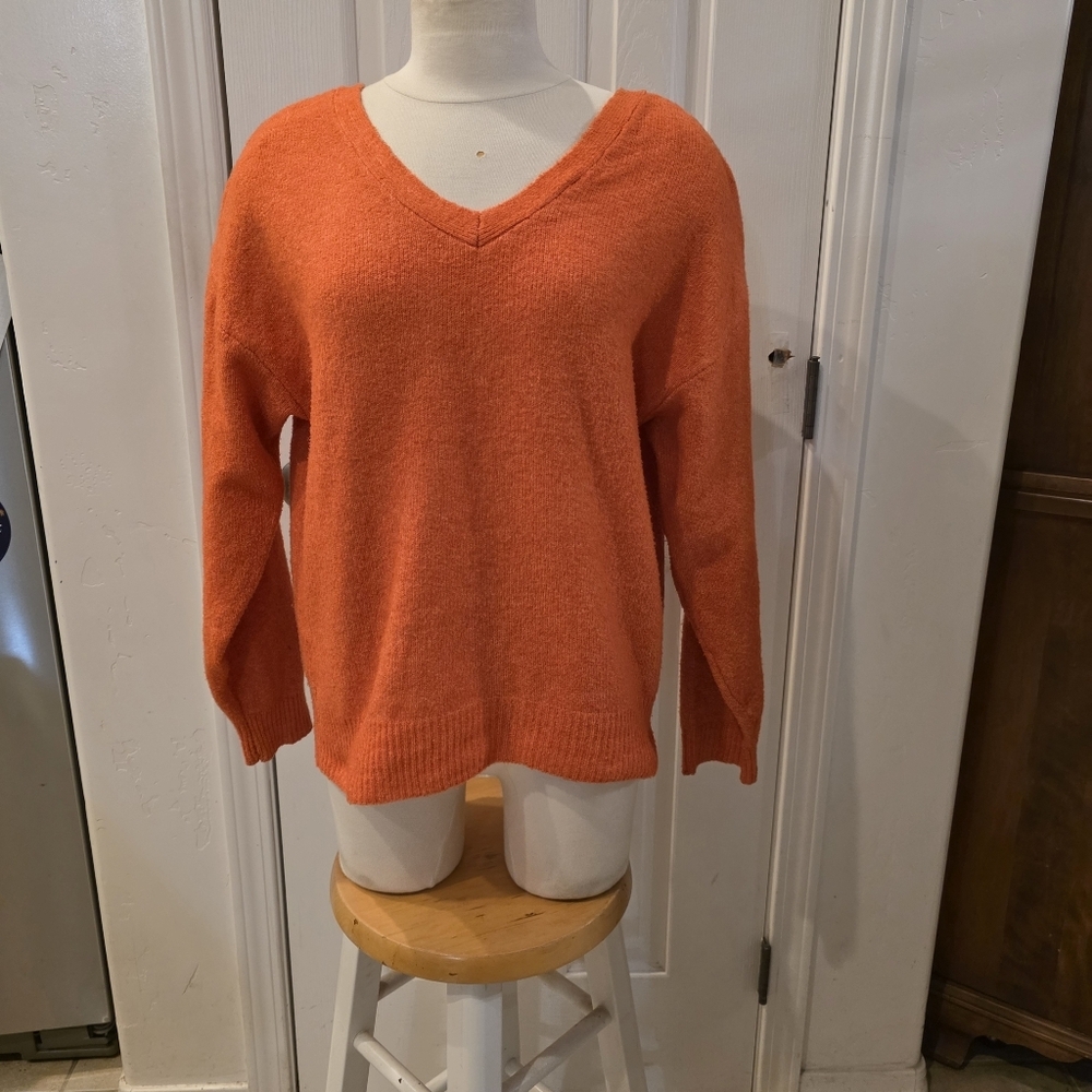Magaschoni Vibrant Orange V-Neck Sweater